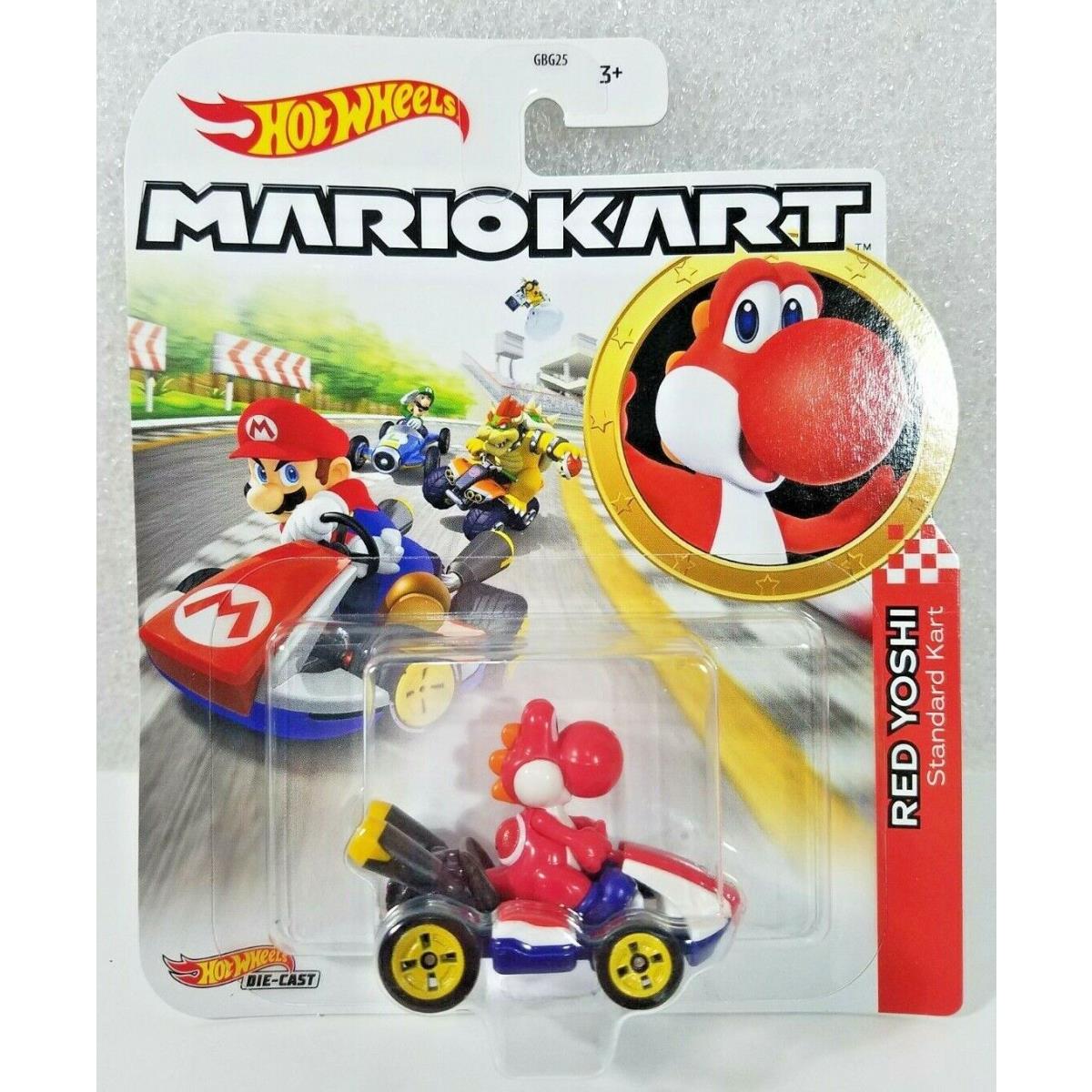 Mario Hot Wheels Mariokart Kart Diecast Car Vehicle Choose 2021 2022 2023 2024 + GPD90, RED YOSHI Standard Kart