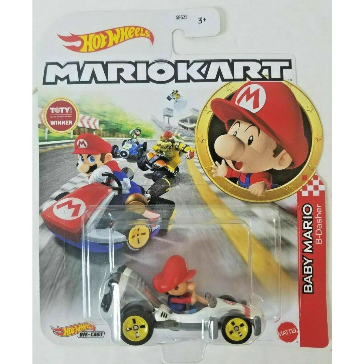 Mario Hot Wheels Mariokart Kart Diecast Car Vehicle Choose 2021 2022 2023 2024 + GRN12, BABY MARIO B-Dasher