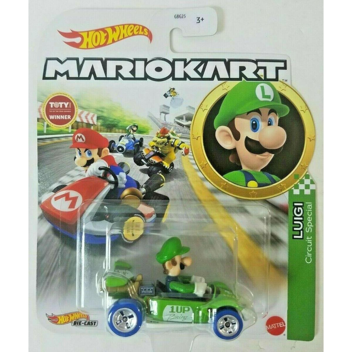 Mario Hot Wheels Mariokart Kart Diecast Car Vehicle Choose 2021 2022 2023 2024 + GRN18, LUIGI Circuit Special