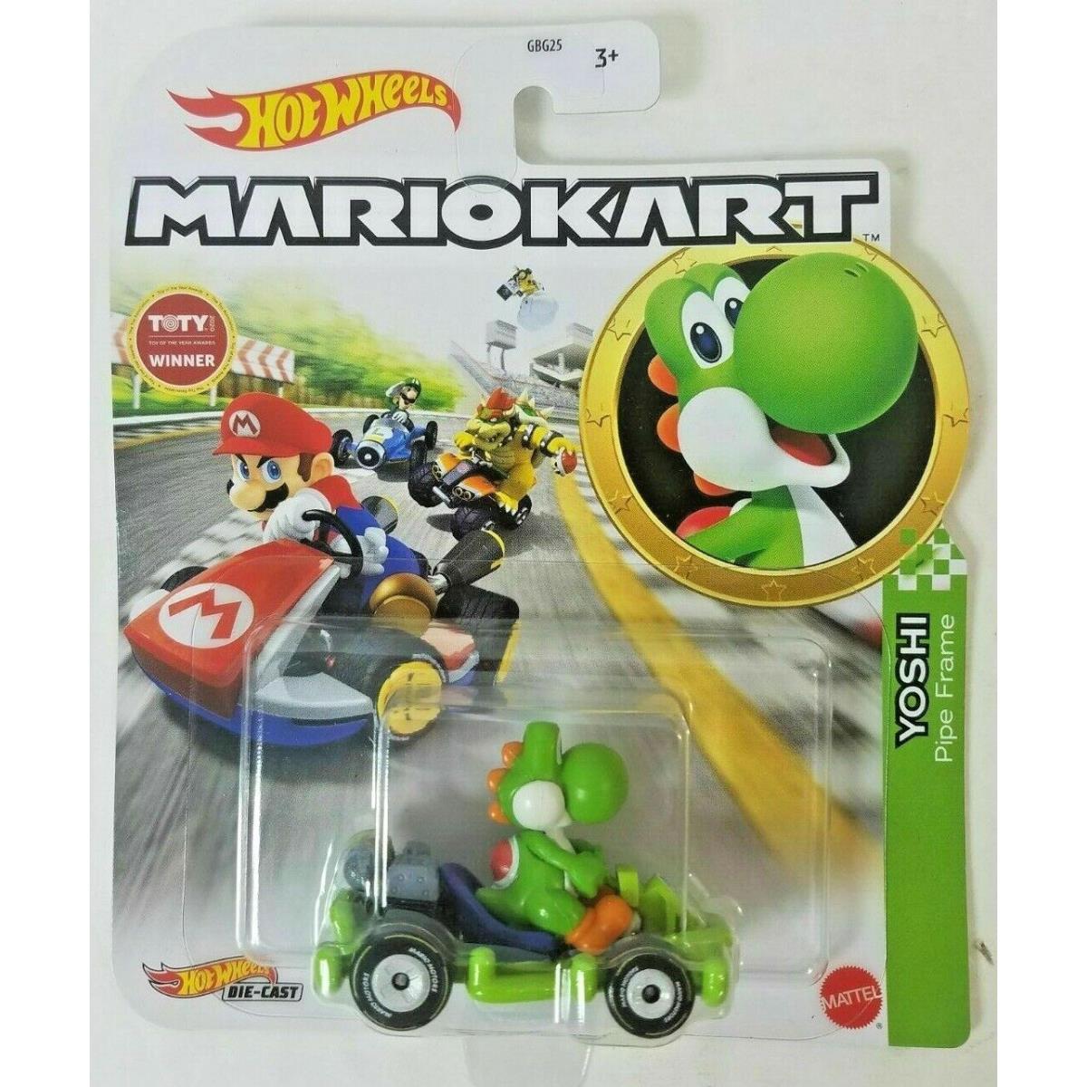 Mario Hot Wheels Mariokart Kart Diecast Car Vehicle Choose 2021 2022 2023 2024 + GRN19, YOSHI Pipe Frame