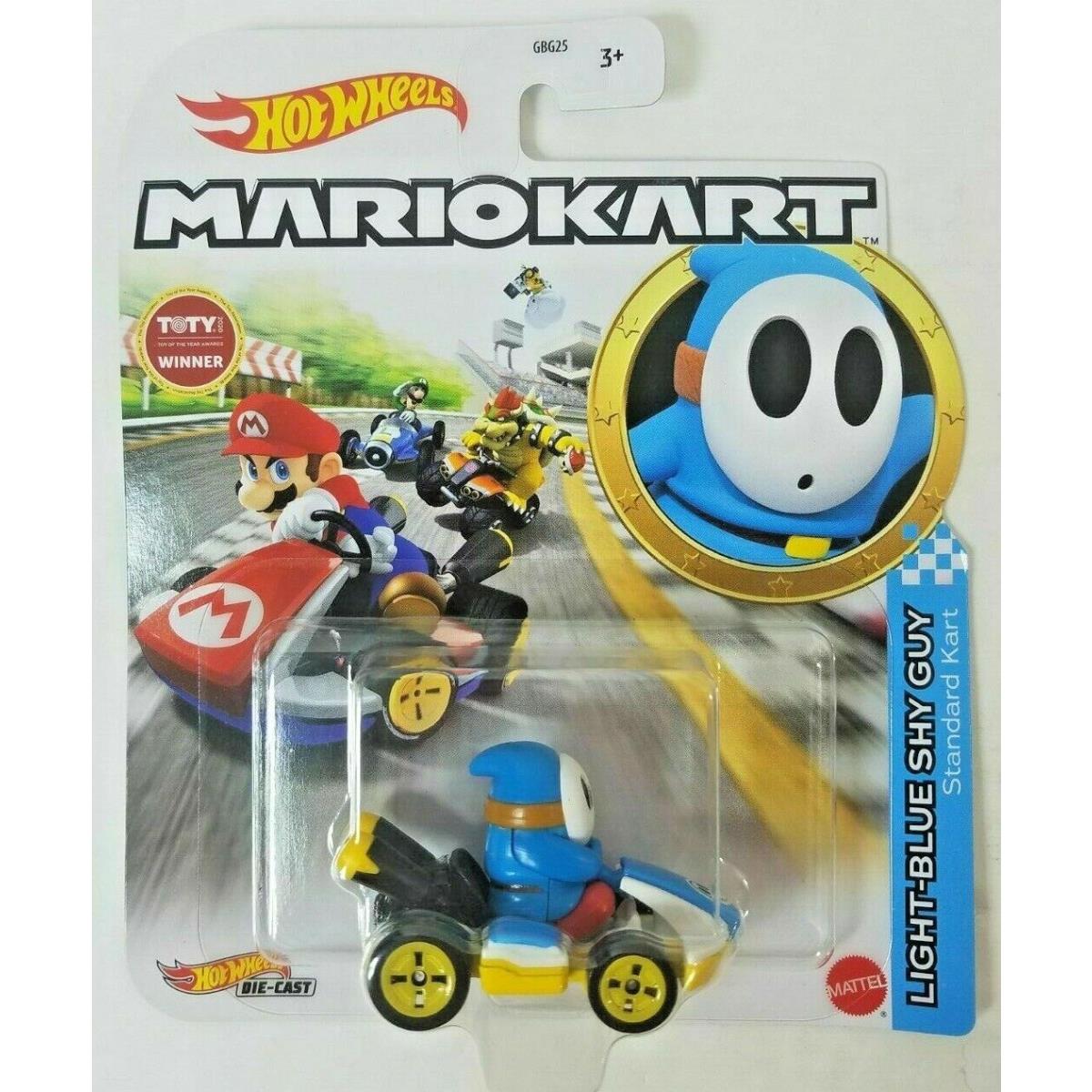 Mario Hot Wheels Mariokart Kart Diecast Car Vehicle Choose 2021 2022 2023 2024 + GRN21, LIGHT BLUE SHY GUY Standard Kart