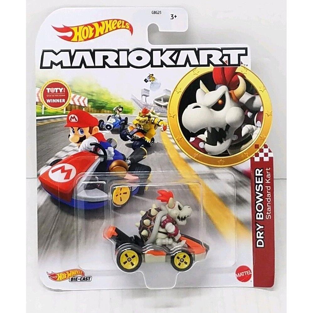 Mario Hot Wheels Mariokart Kart Diecast Car Vehicle Choose 2021 2022 2023 2024 + HDB29, DRY BOWSER Standard Kart