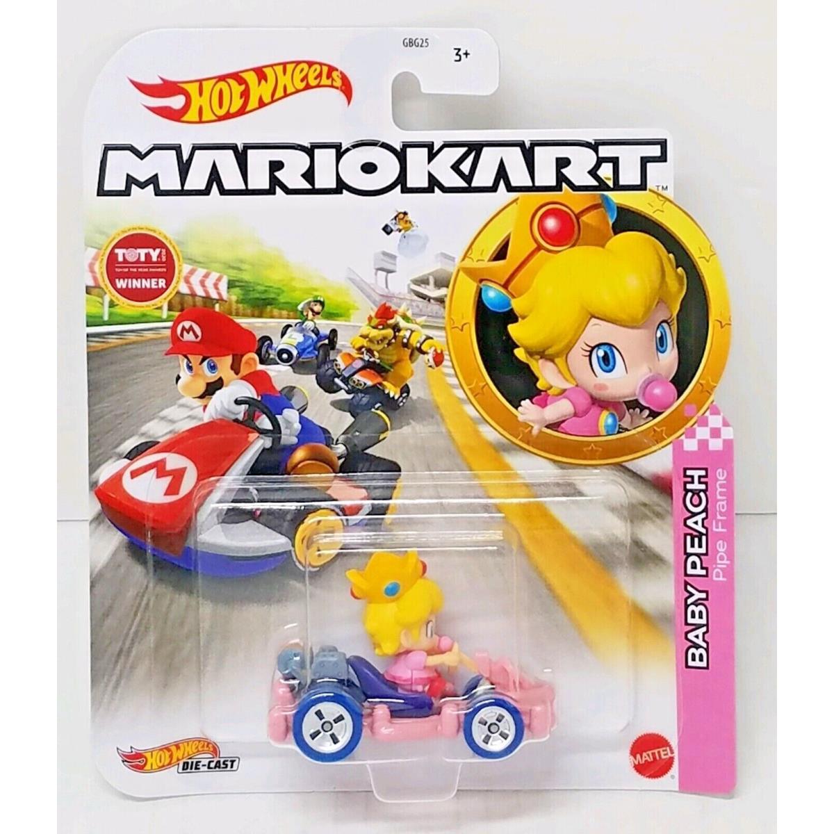 Mario Hot Wheels Mariokart Kart Diecast Car Vehicle Choose 2021 2022 2023 2024 + HDB30, BABY PEACH Pipe Frame