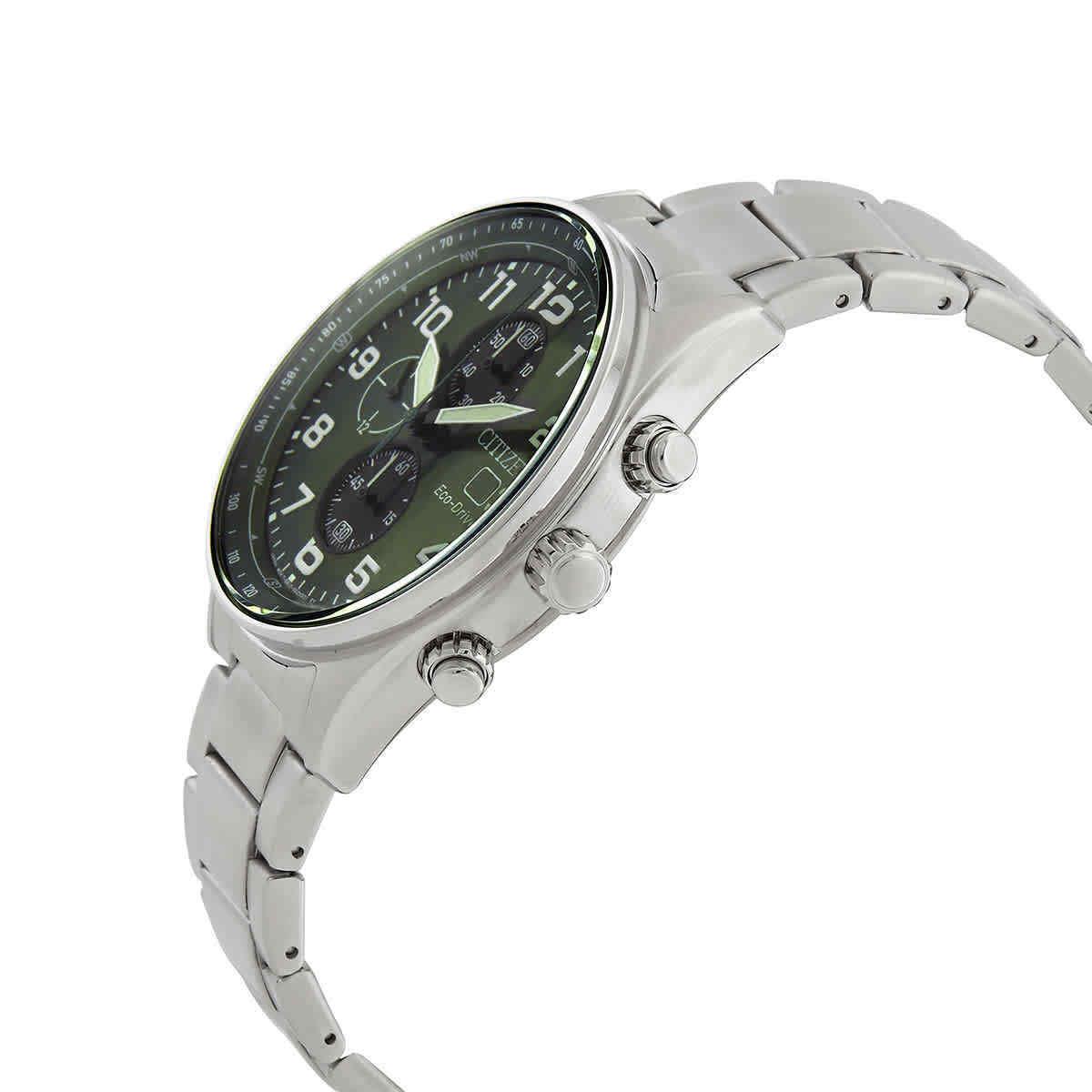 Citizen Eco-drive Chronograph Green Dial Men`s Watch CA0770-72X