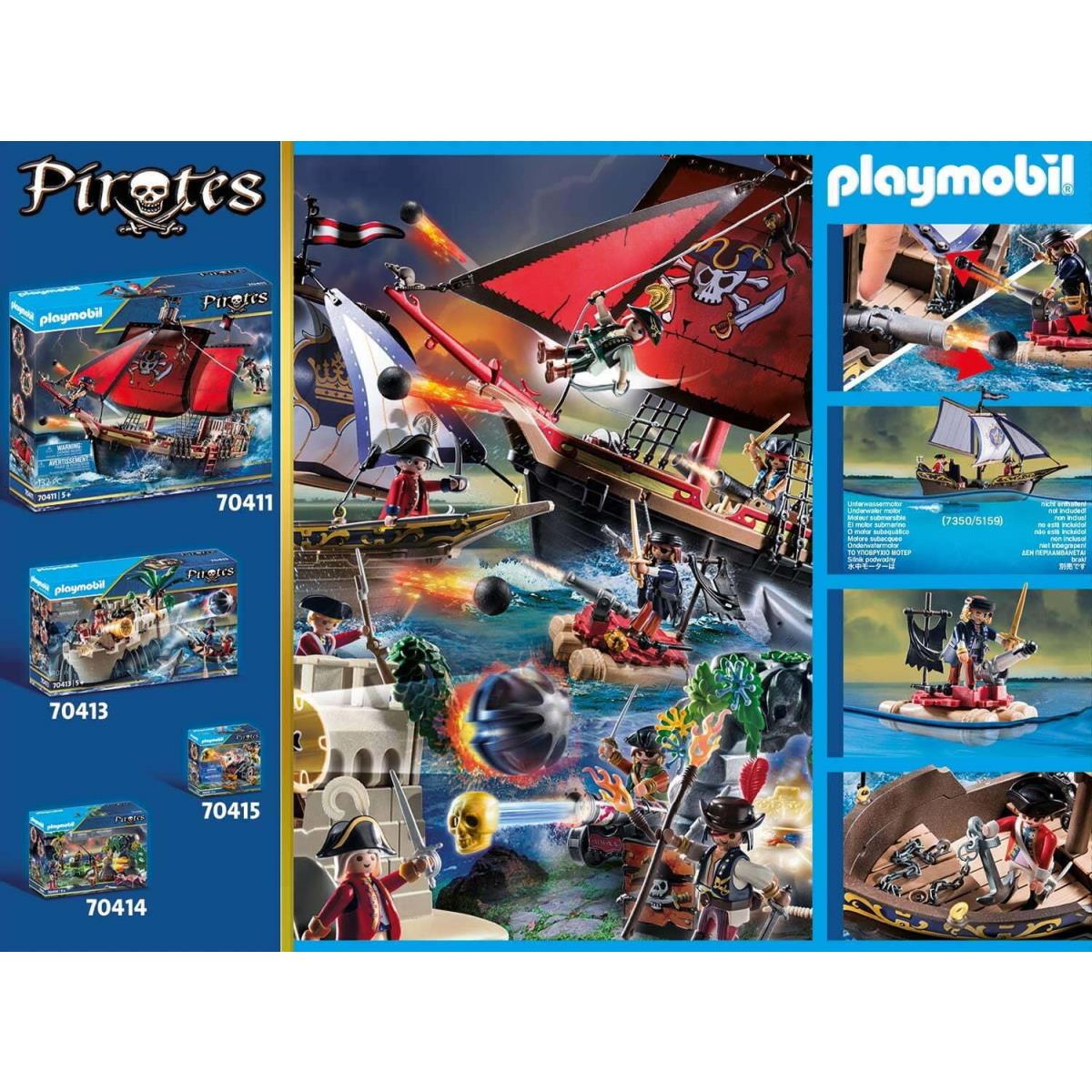 Playmobil Pirates Redcoat Caravel Bastion Playset Sailors Pirate Ship Raft