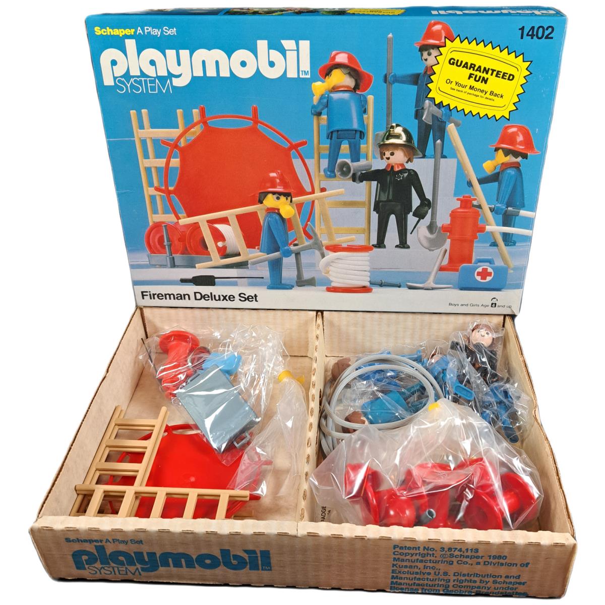 Vintage 80s Toy Playmobil 1402 Fireman Deluxe Set Schaper c1980