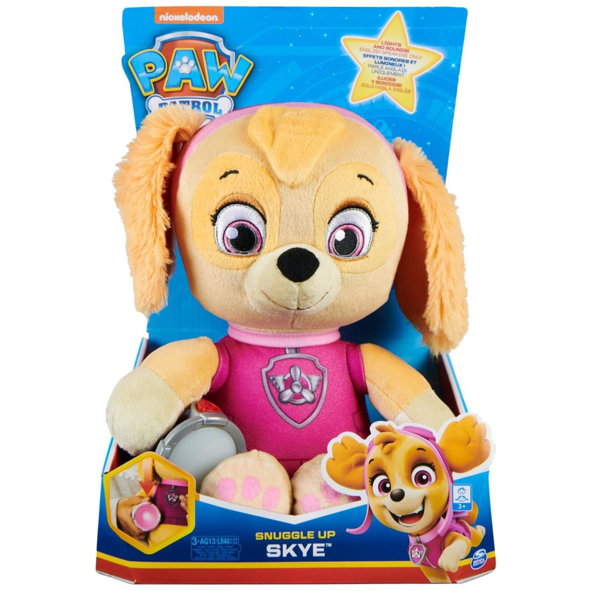 Paw Patrol Snuggle Up Skye Plush with Flashlight and Sounds For Kids Aged 3