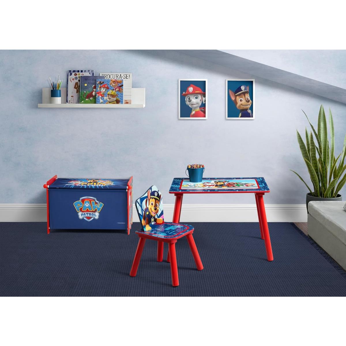 Paw Patrol 3-Piece Toddler Playroom Set Includes Table Chair Toy Box Gift