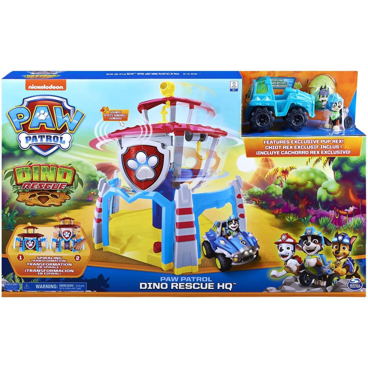 Paw Patrol Dino Rescue HQ Playset with Sounds and Exclusive Rex Figure