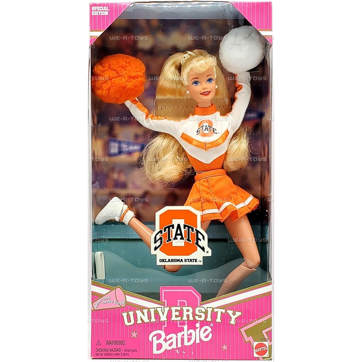 University Barbie Oklahoma State Cheerleader Doll 1997 Mattel 17752