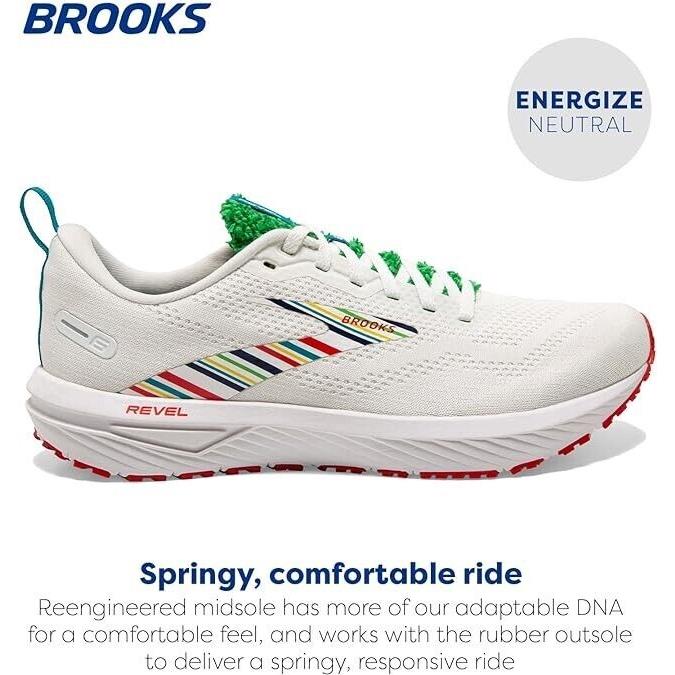 Brooks Adult Mens Revel 6 110398 White Green Red Neutral Running Shoe