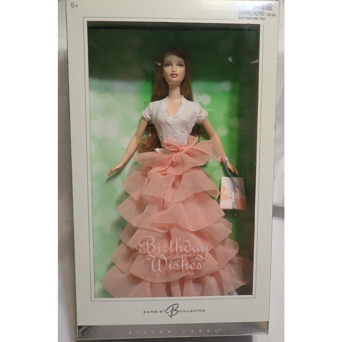 Barbie 2004 Birthday Wishes Silver Label Mattel Peach Dress