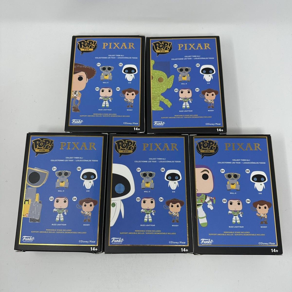 Funko Pop Pin Complete Pixar Pin Set with Cashe Woody Wall-e Eve Buzz Alien