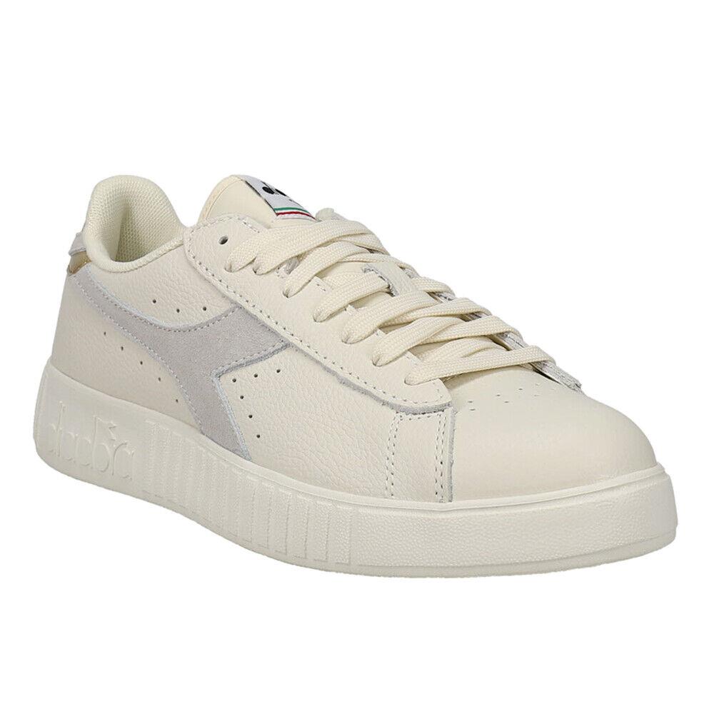 Diadora Game Step Premium Tumbled Leather Lace Up Womens Gold Off White Sneake