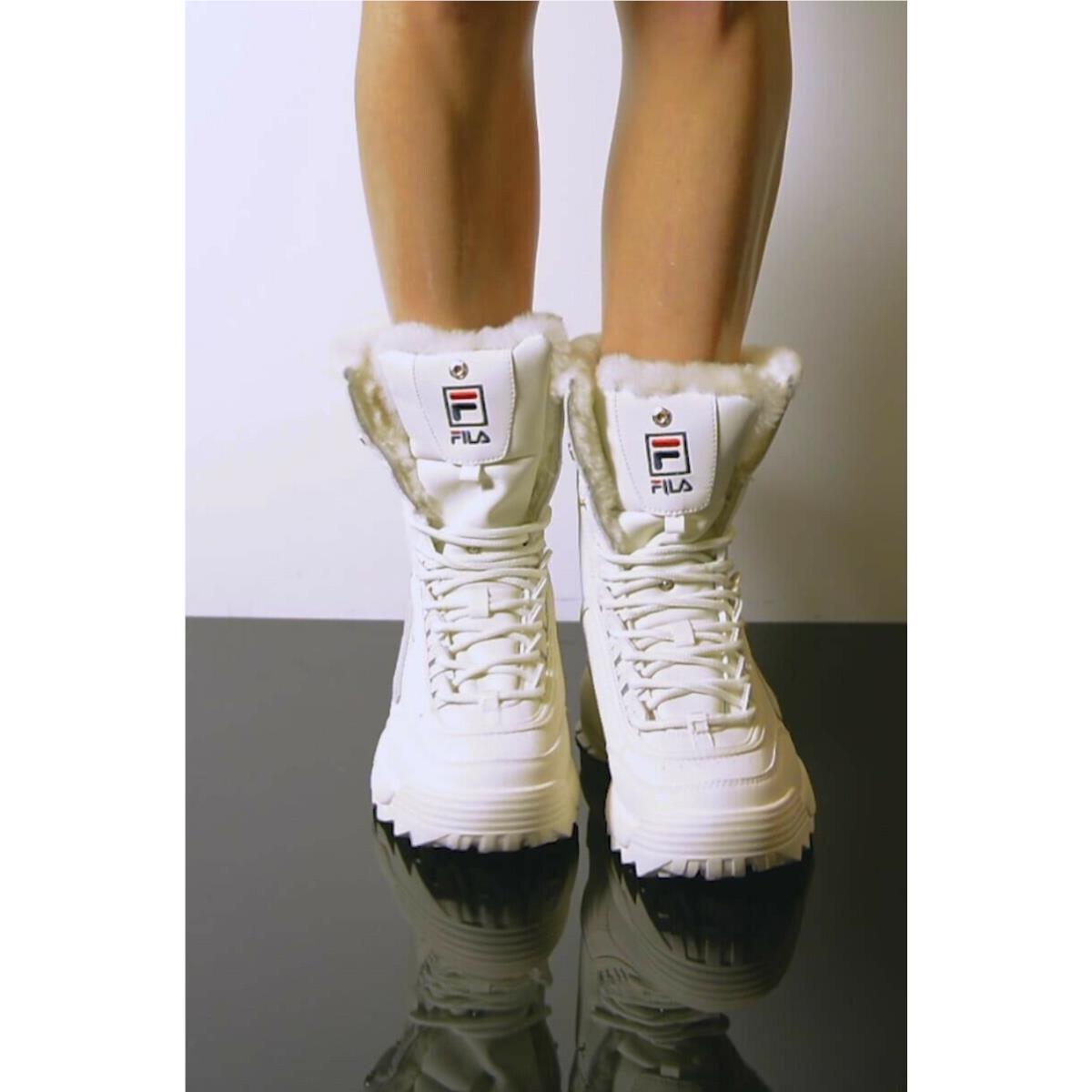 Fila white boots with fur hotsell