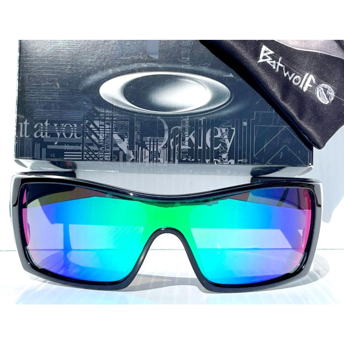Oakley Batwolf Polished Black and Blue w Polarized Galaxy Jade Sunglass 9101