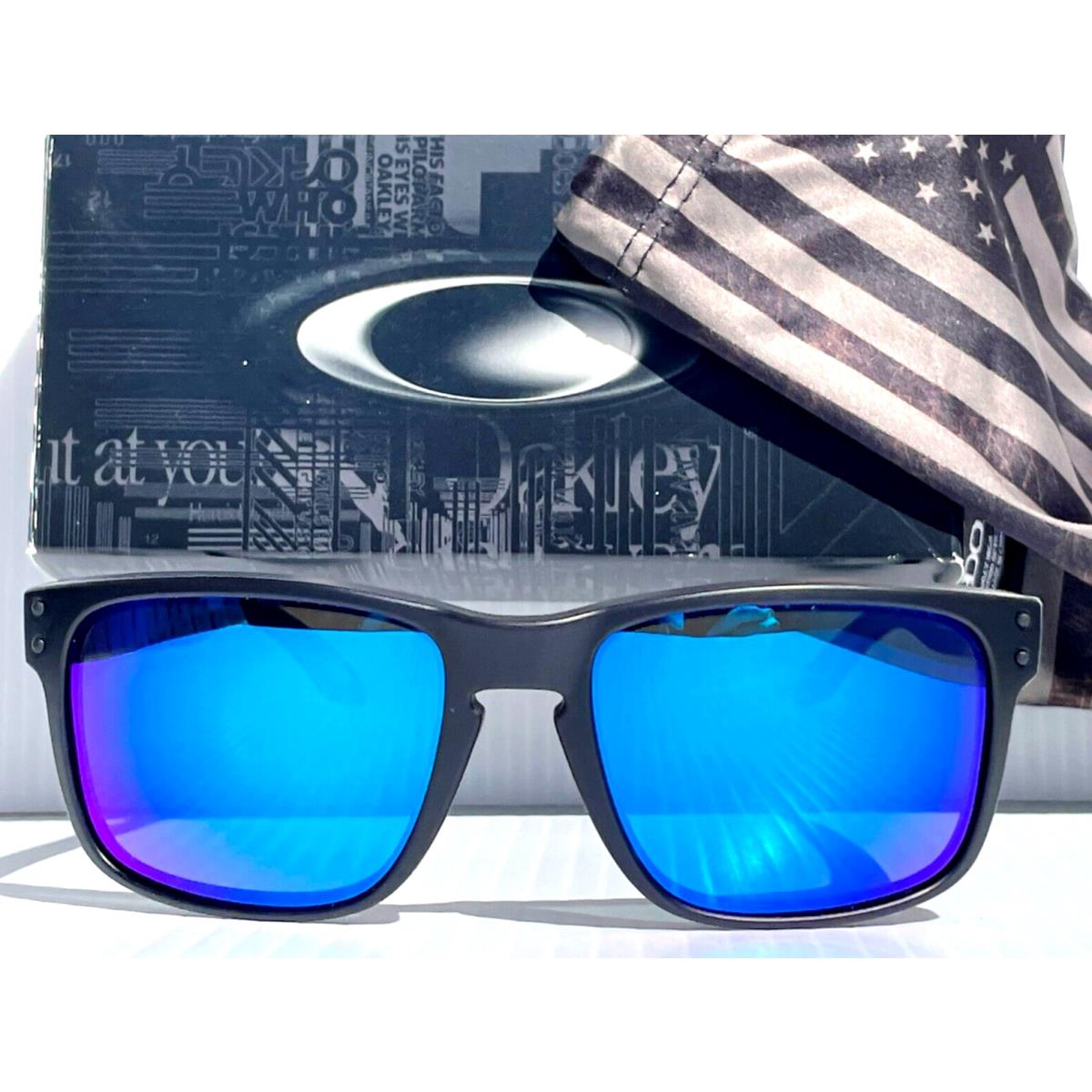 Oakley Holbrook Matte Black Usa Tonal Flag Polarized Galaxy Blue Sunglass 9102