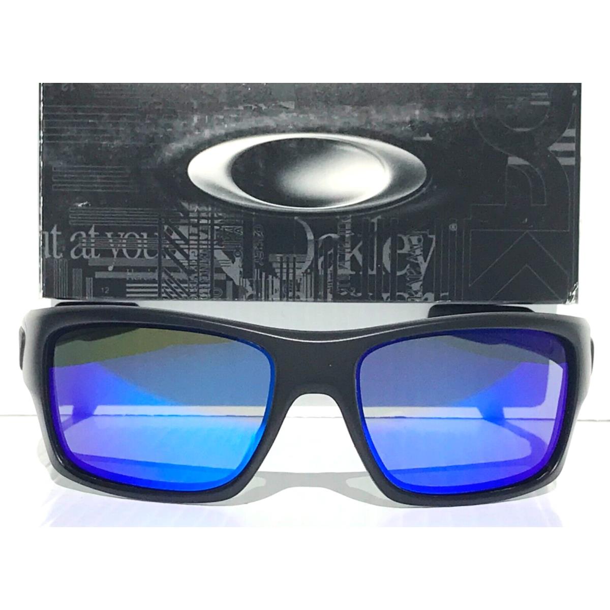 Oakley Turbine Matte Black +polarized Galaxy Blue Iridium Lens Sunglass 9263