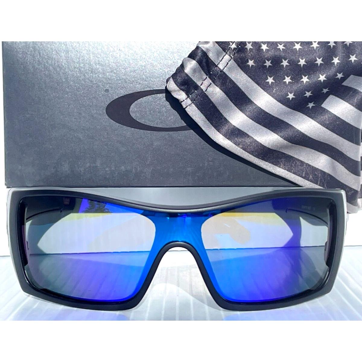 Oakley Batwolf Matte Black Usa Flag Tonal BW Polarized Galaxy Blue Sunglass 9101