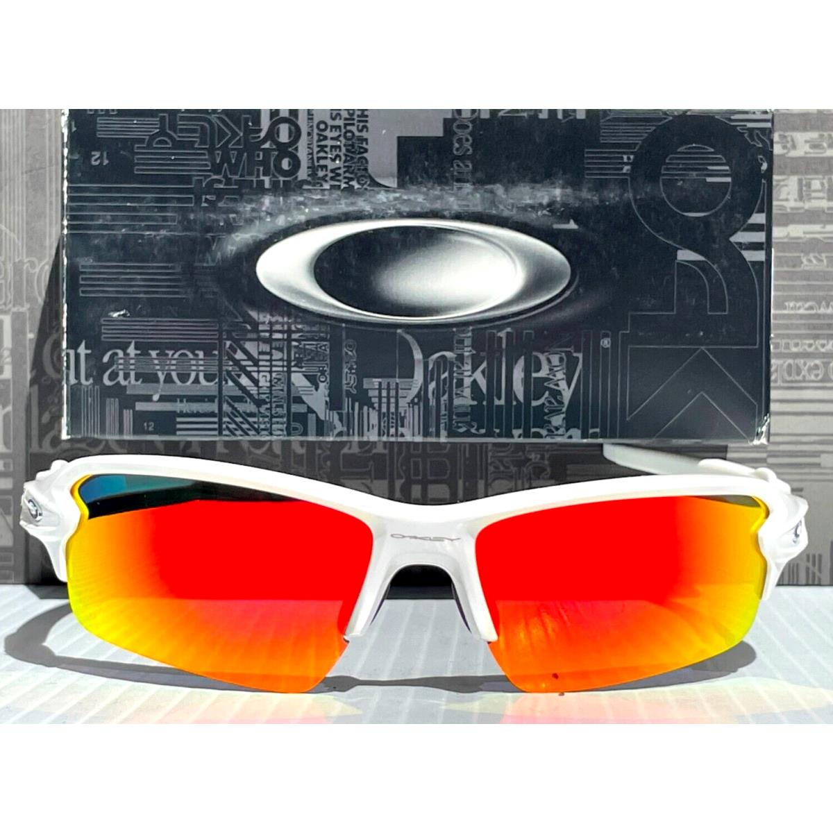 Oakley Flak 2.0 Polished White Polarized Galaxy Ruby Lens Sunglass 9271