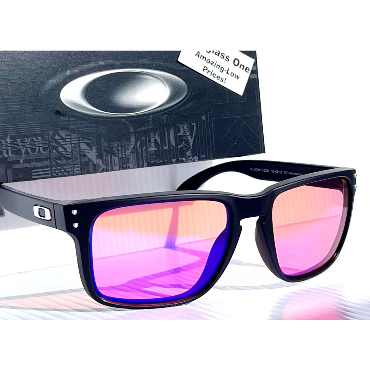 Oakley Holbrook XL Matte Black w Polarized Galaxy Clear Pink Lens Sunglass 9417