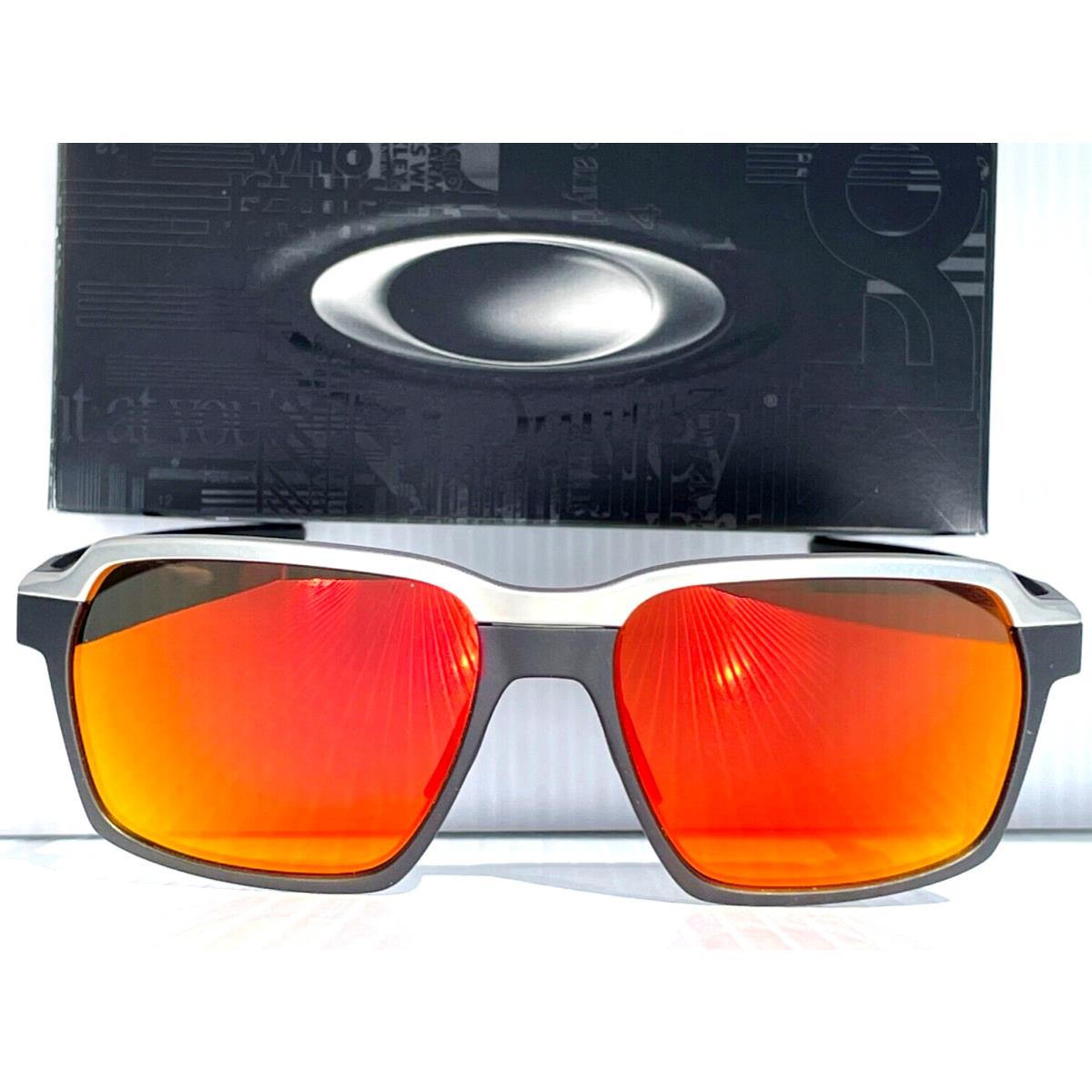 Oakley Parlay Matte Black Polarized Galaxy Ruby Mirror Lens Sunglass 4143