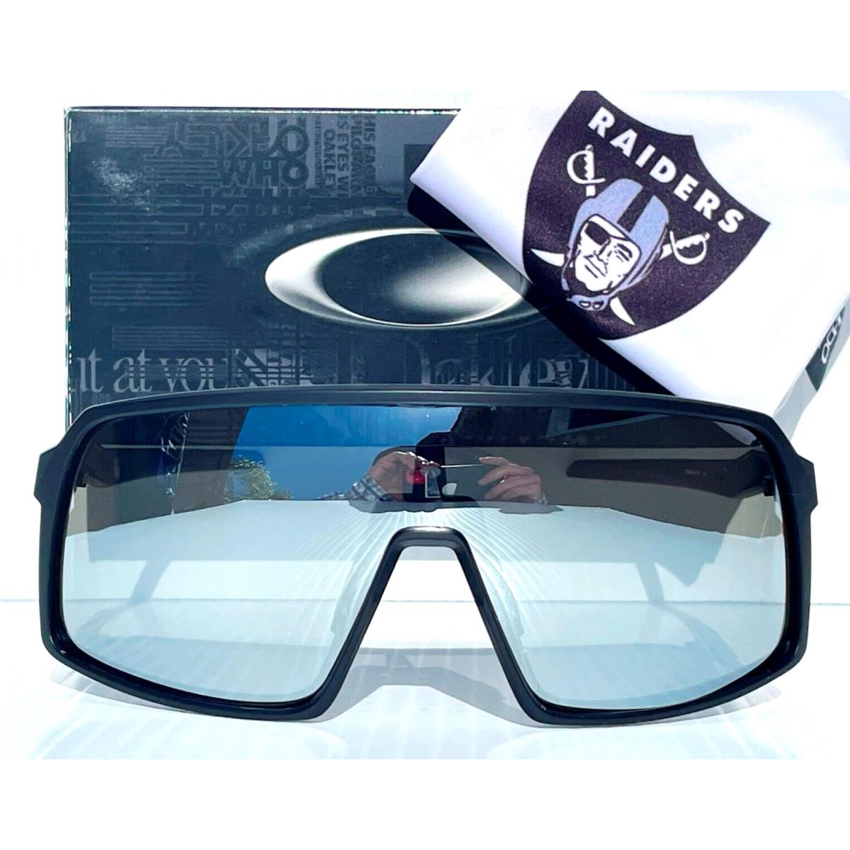 Nfl Oakley Sutro LV Raiders Matte Black Polarized Galaxy Chrome Sunglass 9406