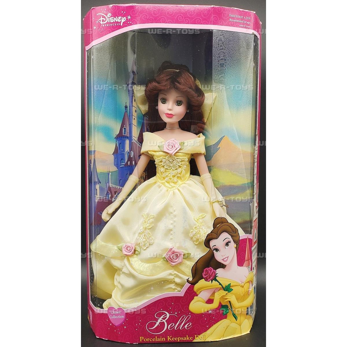 Disney Princess Belle Porcelain Keepsake Doll 2003 Brass Key 752577 Nrfb