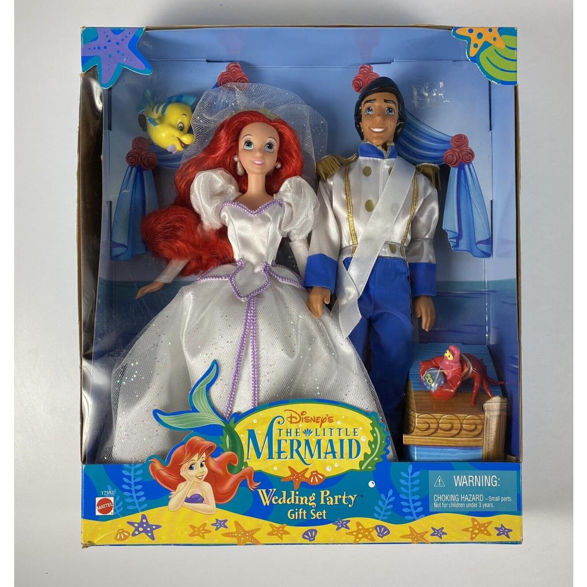 Disney 1997 The Little Mermaid Ariel Prince Eric Wedding Party Set Doll