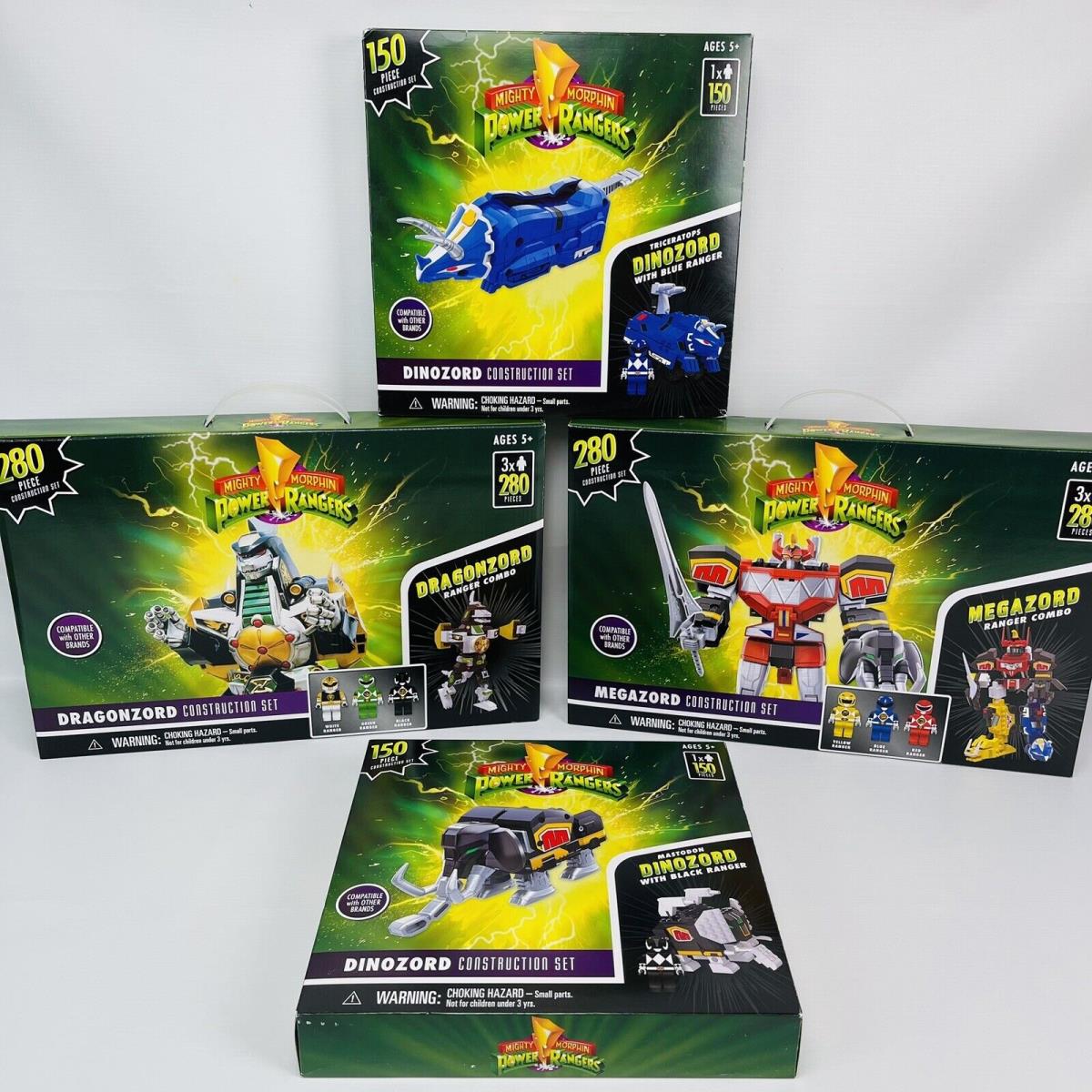 Power Rangers 4 Construction Block Set Bundle Megazord Dragonzord Dinozord Figs