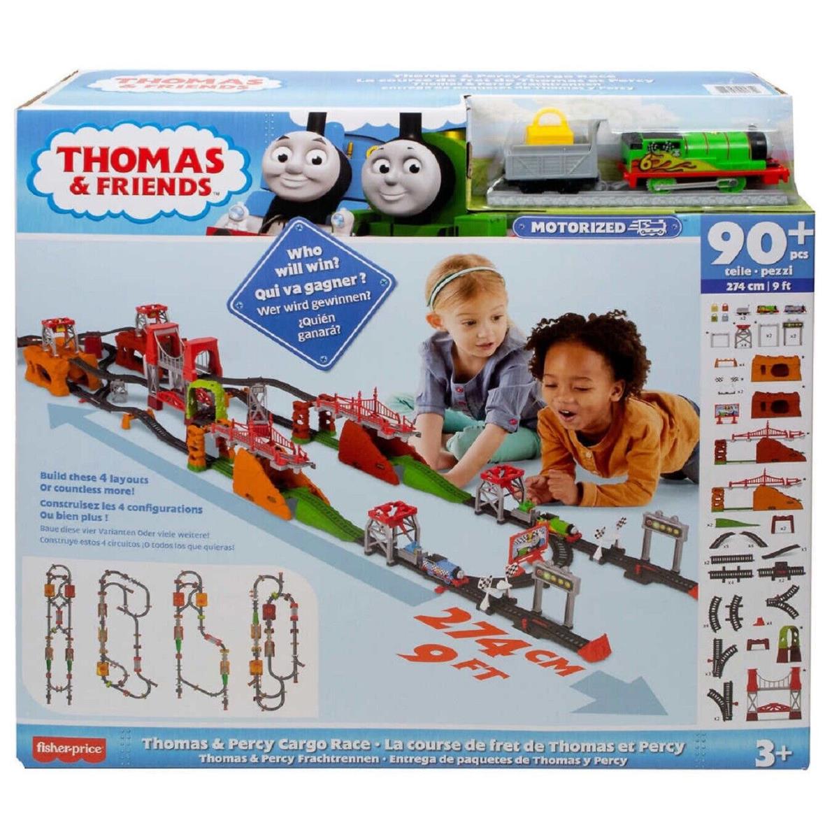 Thomas The Train Motorized Thomas and Percy Cargo Race Train Set 90piece