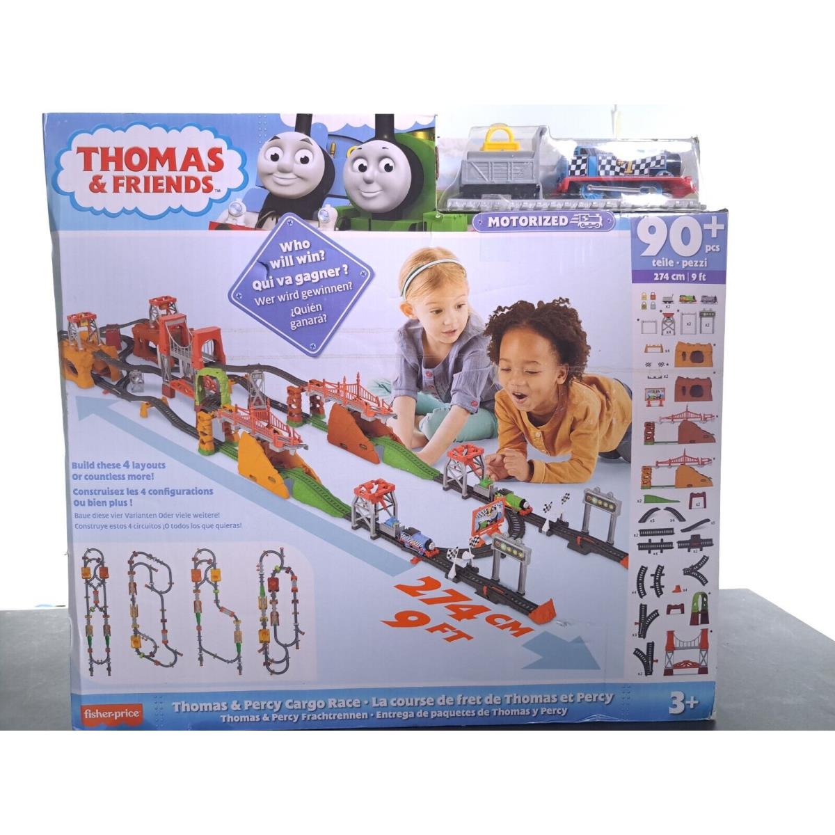 Thomas The Train Motorized Thomas and Percy Cargo Race Train Set 90piece