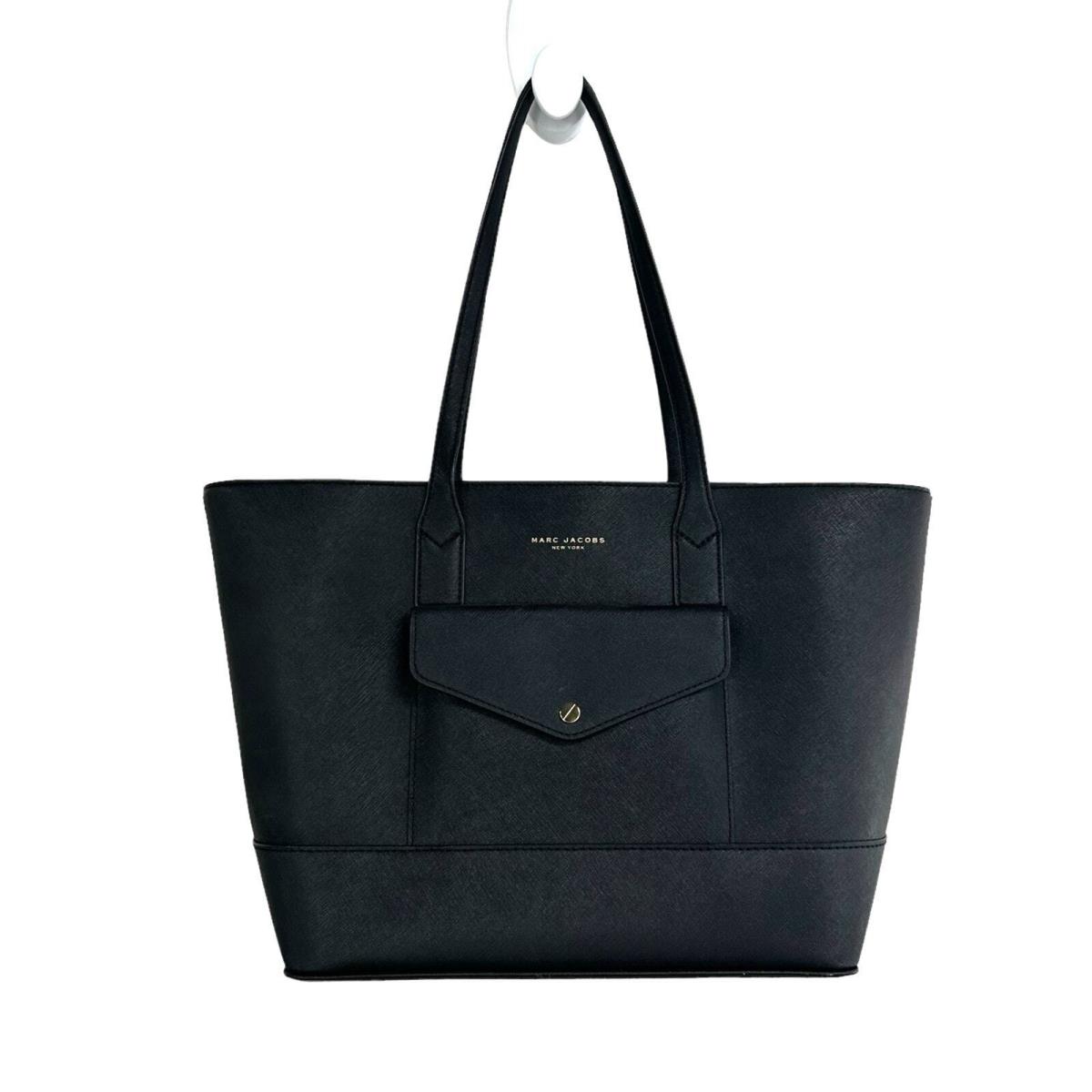 Marc Jacobs Black Saffiano Leather Front Pocket Double Handle Tote Bag