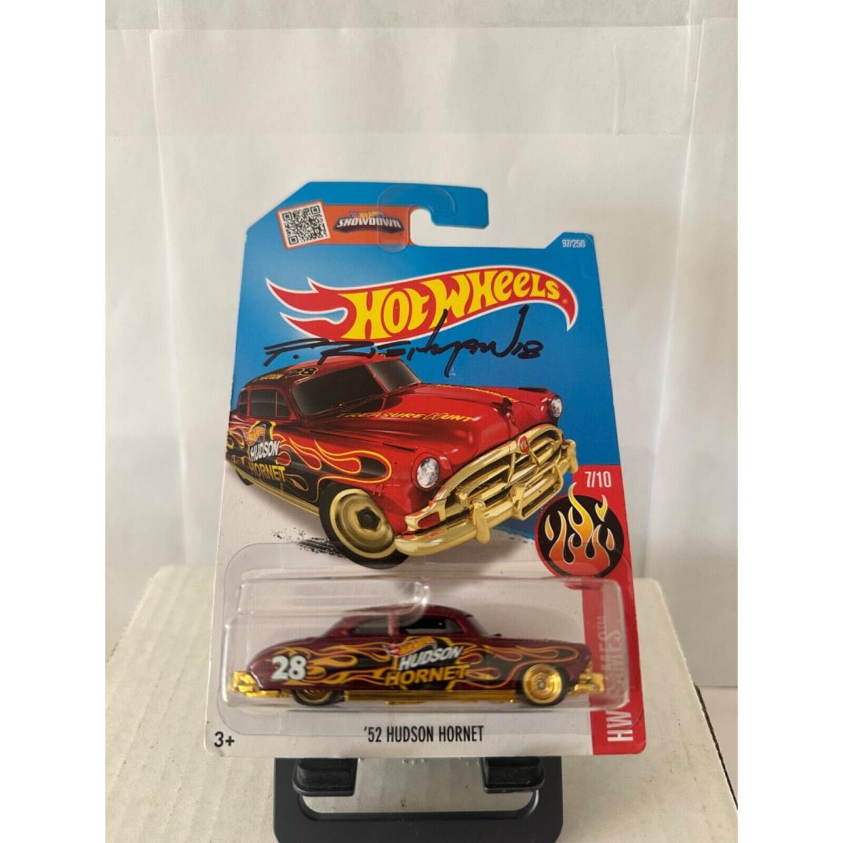 2016 Hot Wheels Super Treasure Hunt `52 Hudson Hornet w/ Autograph Designer A29