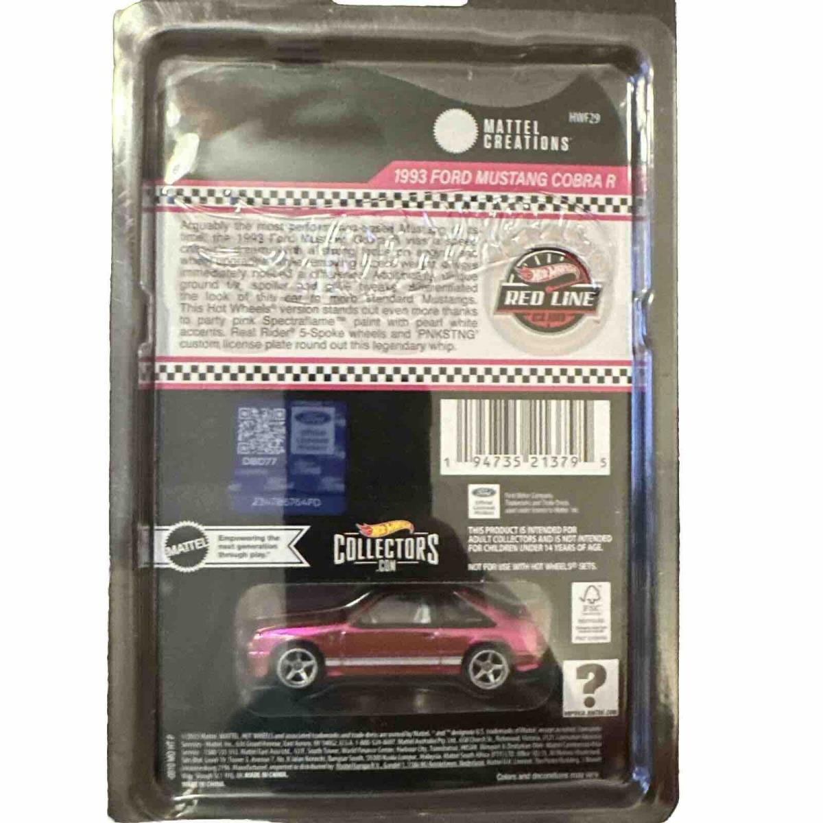 Hot Wheels Rlc Exclusive Pink Edition 1993 Ford Mustang Cobra R