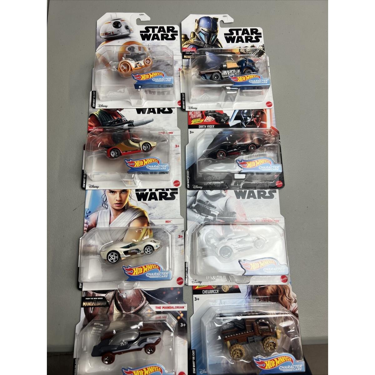 Set of 8 Hot Wheels Star Wars Character Cars Darth Vader Chewbacca BB-8 More