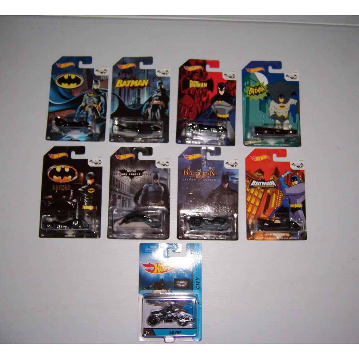 Hot Wheels 75 Years Of Batman Complete Set Of 8 Batman Vehicles Plus Bat Pod