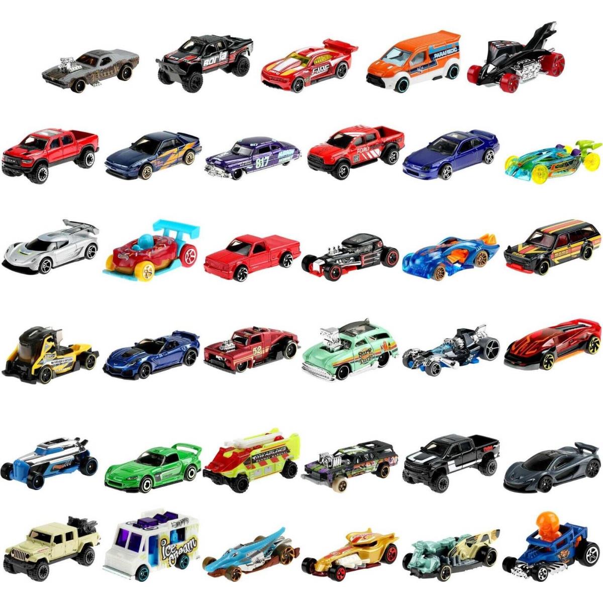Hot Wheels 1:64 Scale Toy Cars Trucks 36-Pack Styles May Vary
