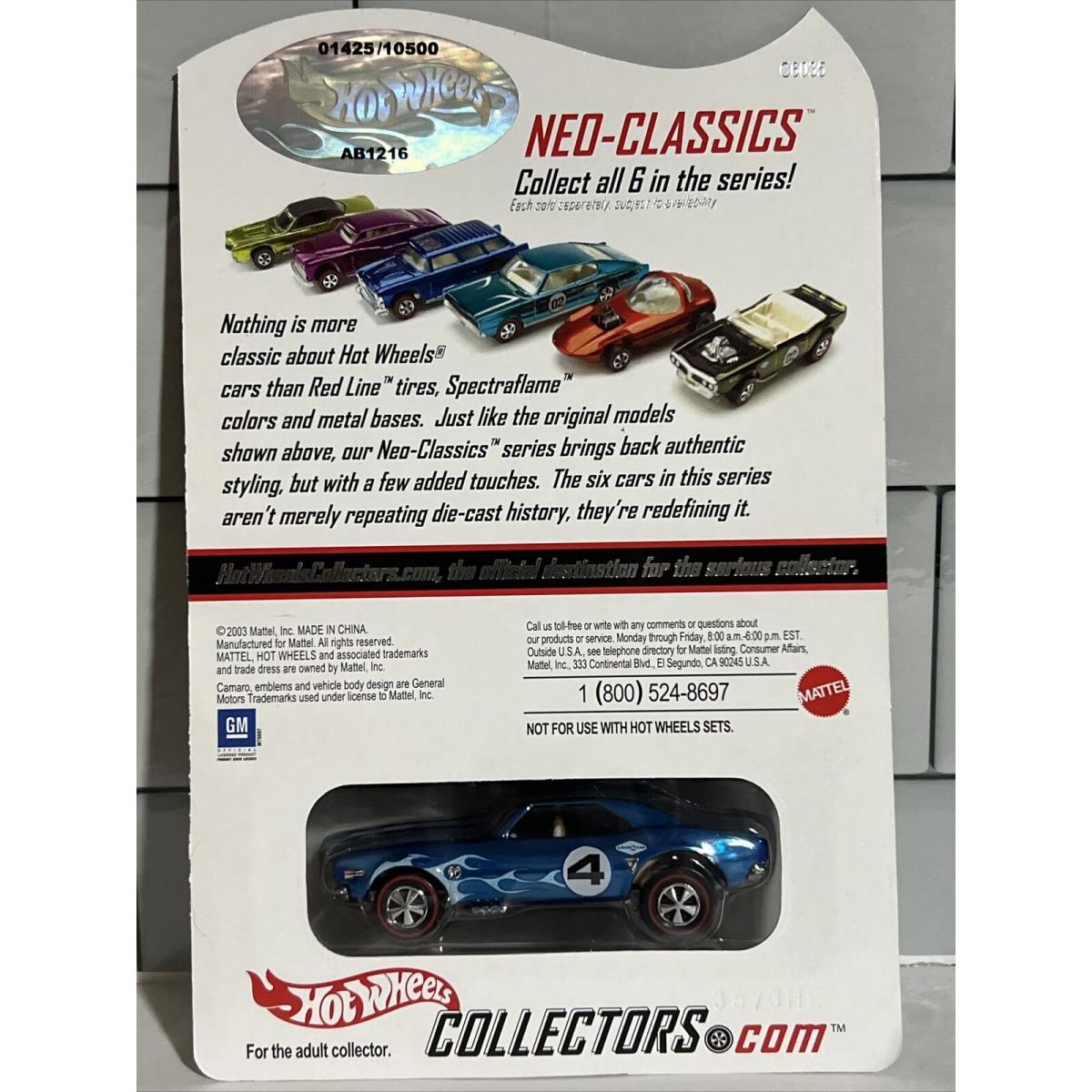 Hot Wheels 2003 Ned-classics Series 3 67 Camaro Blue