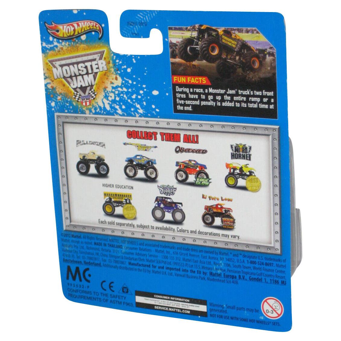 Monster Jam Obsessed Edge Glow 2012 Hot Wheels Blue Truck w/ Crushable Car - Multicolor