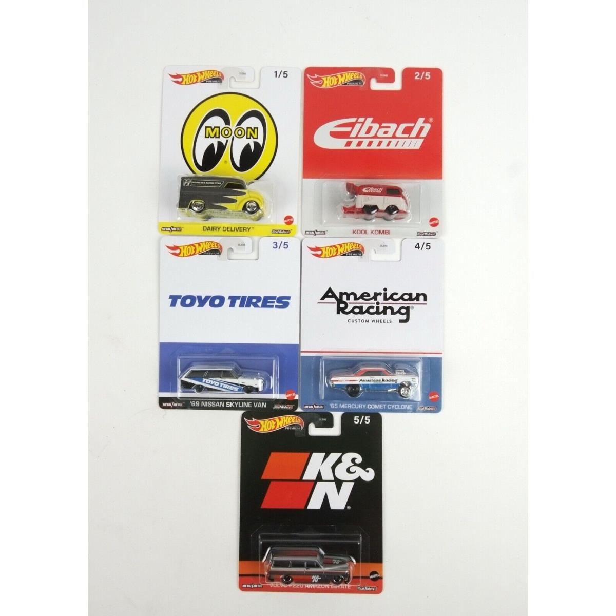 2023 Hot Wheels Premium Set of 5 - Moon Eyes Kombi Skyline Comet Volvo