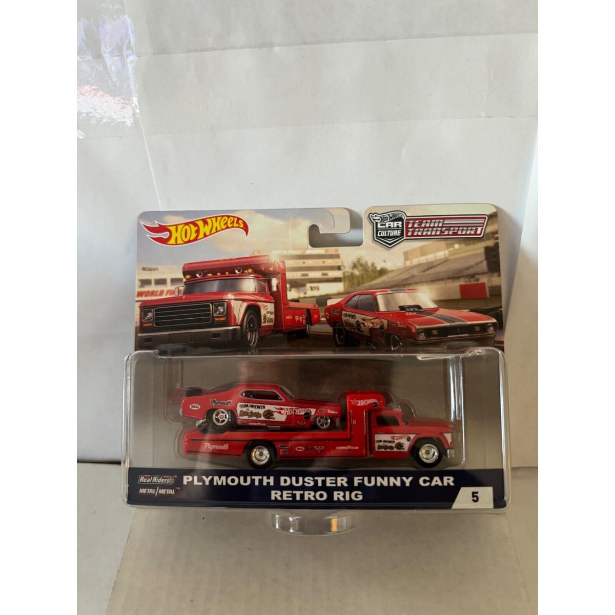 Hot Wheels Team Transport Plymouth Duster Funny Car Retro Rig 5 Red B3