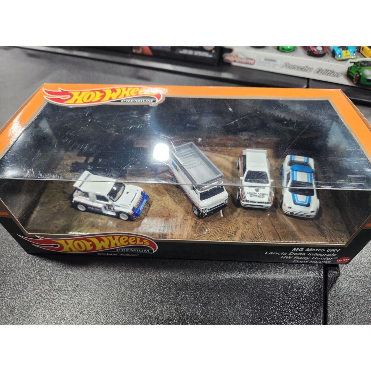 Hot Wheels Premium Diorama Rally Set MG Metro Lancia Delta HW Hauler Ford RS200