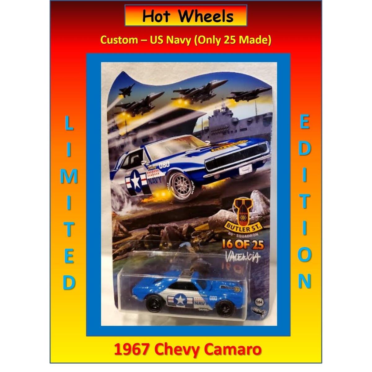 Hot Wheels 1967 Chevy Camaro United States Navy Jets Blue 16 of 25 Made RR