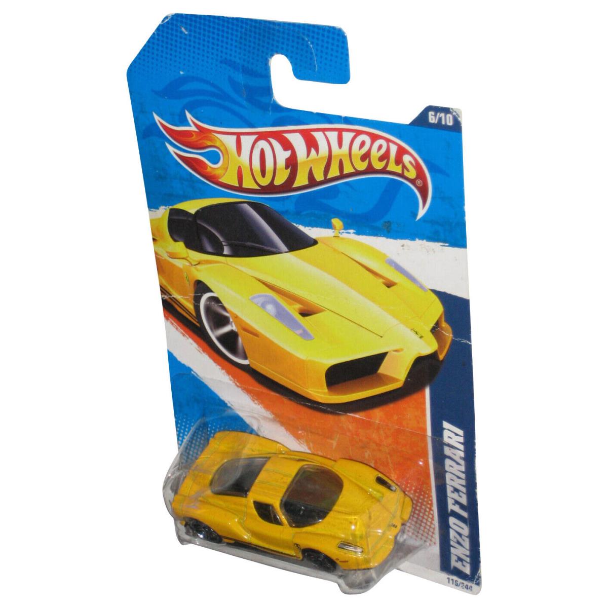 Hot Wheels Nightburnerz 6/10 2010 Yellow Enzo Ferrari Toy Car 116/244 - Dente