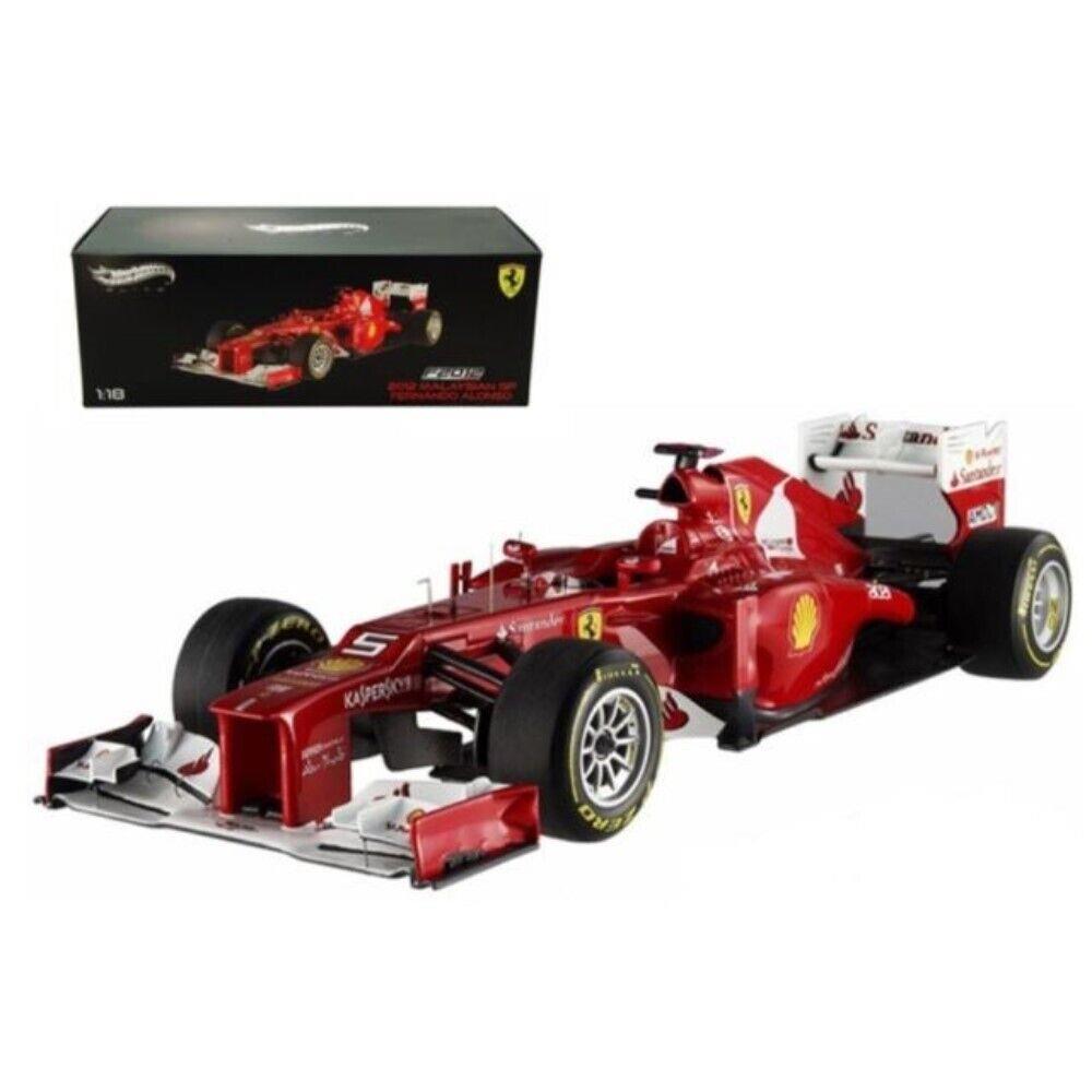 Hotwheels 1:18 Elite Formula 1 F2012 Malaysian GP Fernando Alonso Ferrari X5484