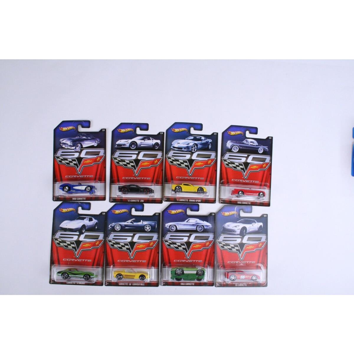 2012 Hot Wheels 60th Anniversary Corvette Series Complete Set Of 8 1:64 Diecast