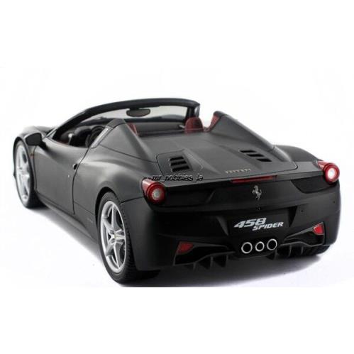 Ferrari 458 Italia Spider Die Cast Matt Black 1/18 BY Hot Wheels Elite X5485 - Black