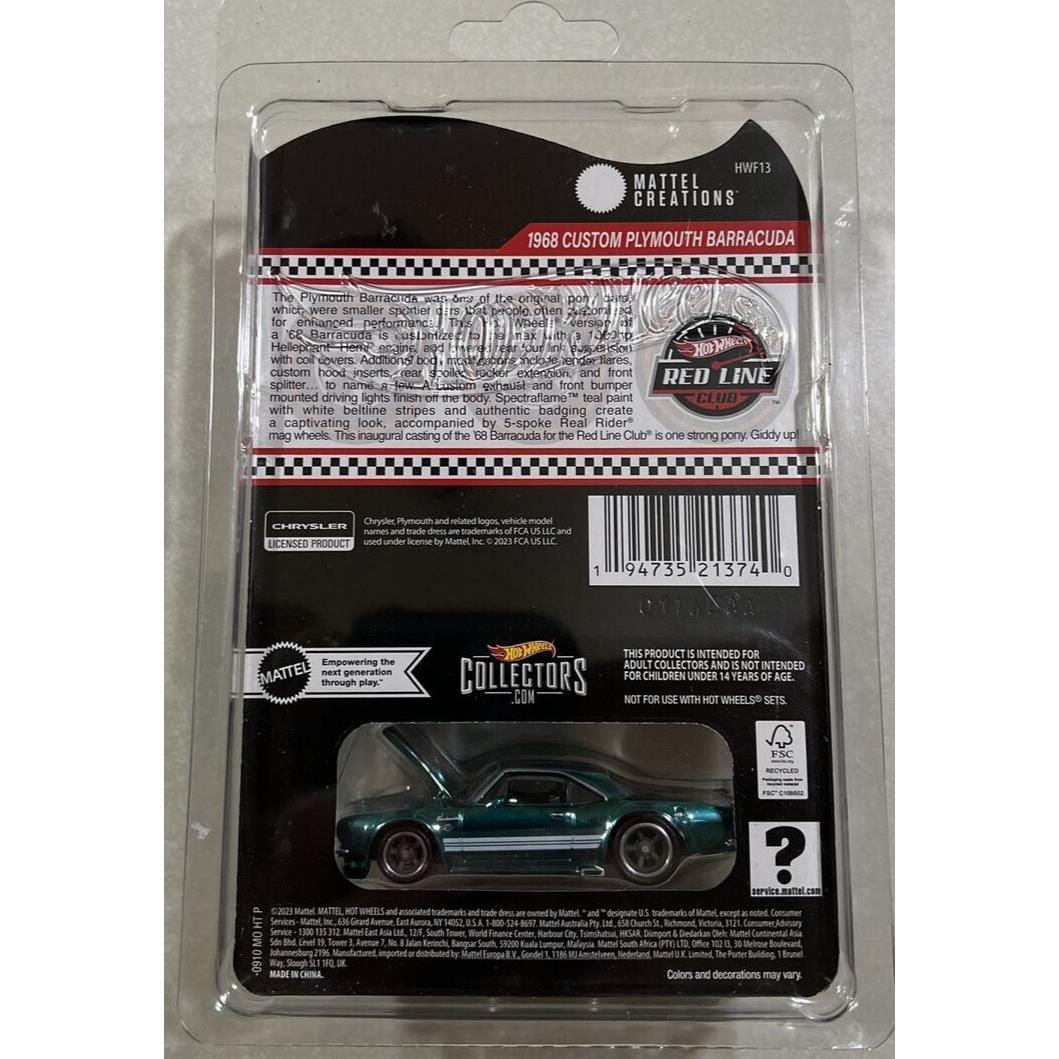 2024 Hotwheels Rlc 1968 Custom Plymouth Barracuda