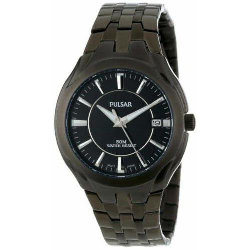 Pulsar PXHA27 Mens Classic Stainless Steel Black Dress Band Dial Watch 50M